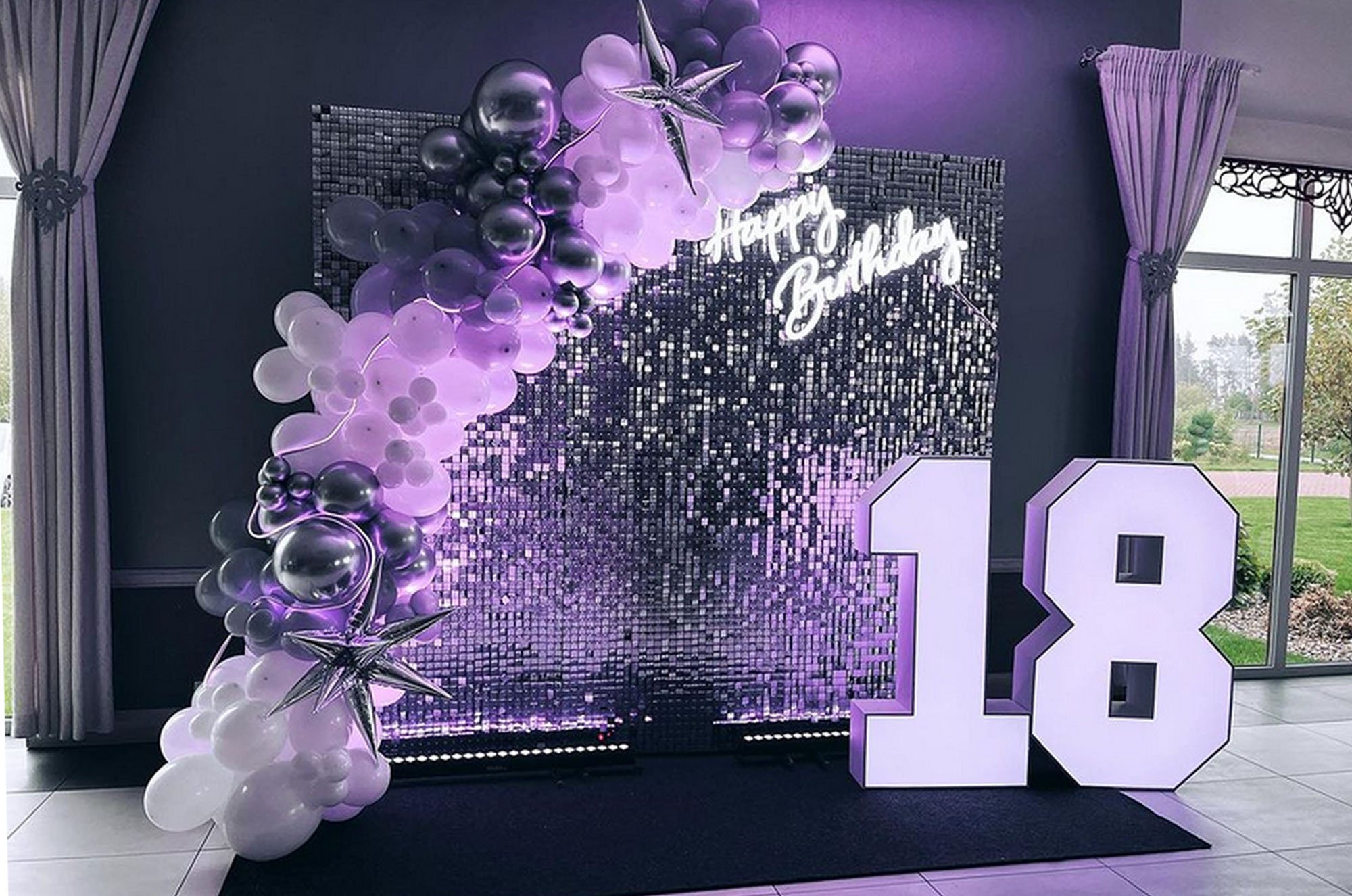 Cyfry 18 z żarówkami, 100 cm, na urodziny, osiemnastkę, dostępne na wynajem
