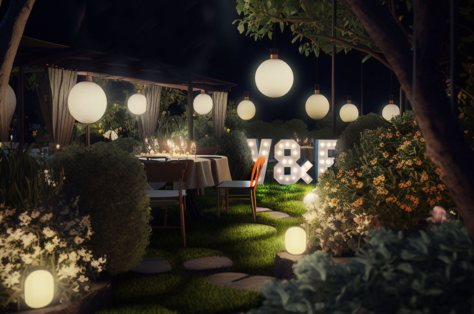 Stojące litery podświetlane żarówkami LED na wesele, ślub, rocznicę, wysokość 1m, dekoracja