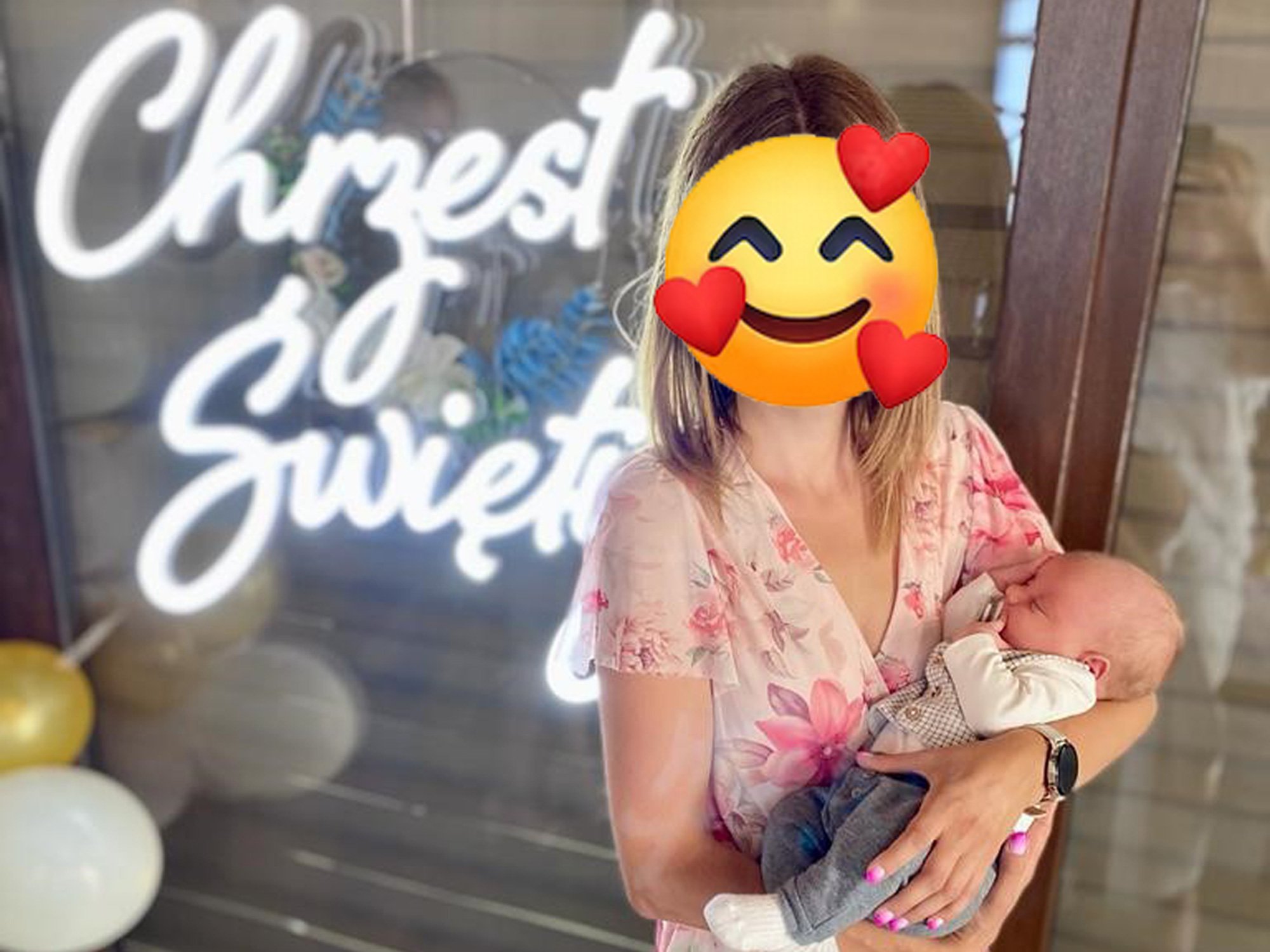 Neon LED Chrzest Święty jako centralny element dekoracji chrzcin