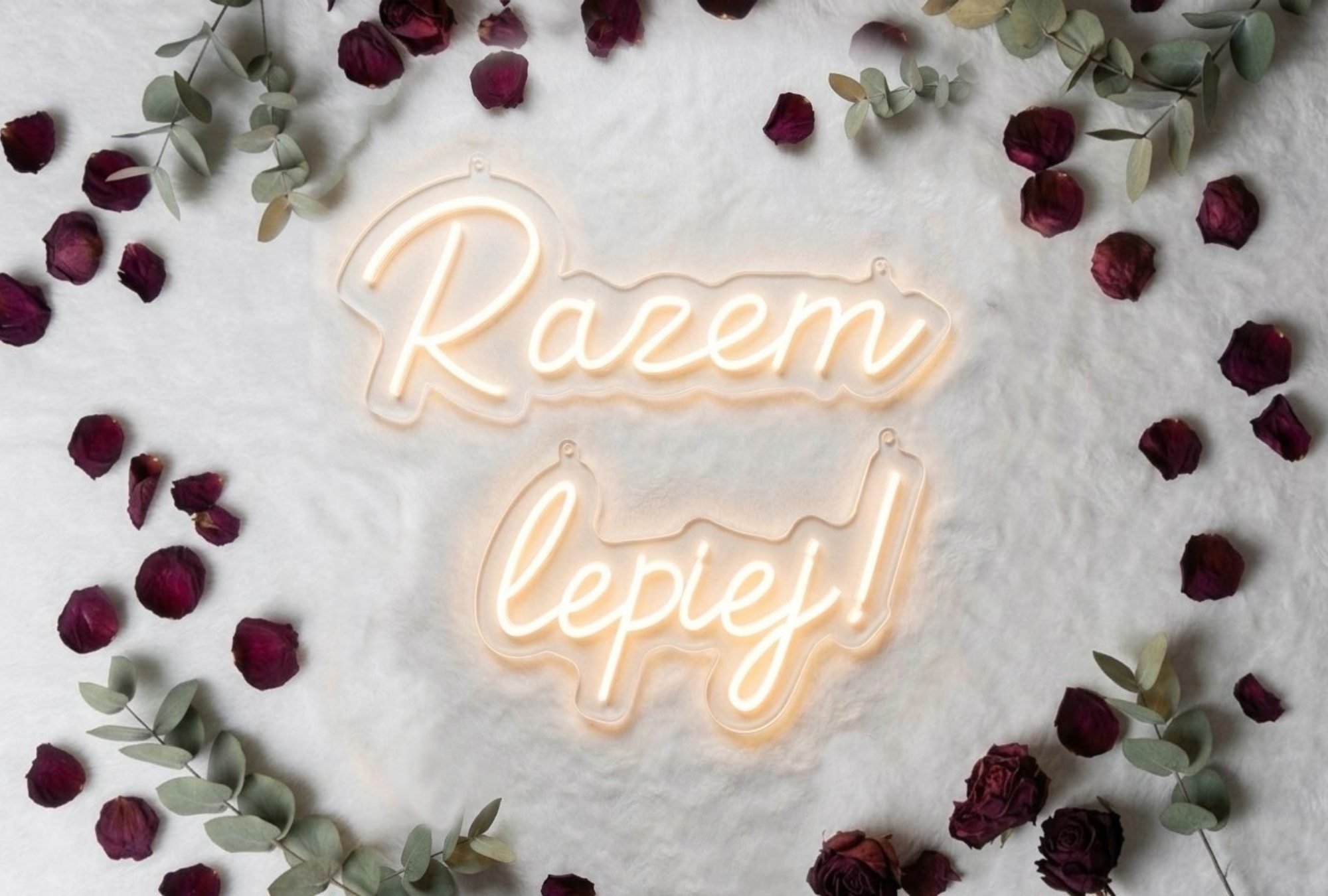 Neon Razem lepiej na wynajem z wysyłką kurierską w całej Polsce &ndash; dekoracja weselna LED