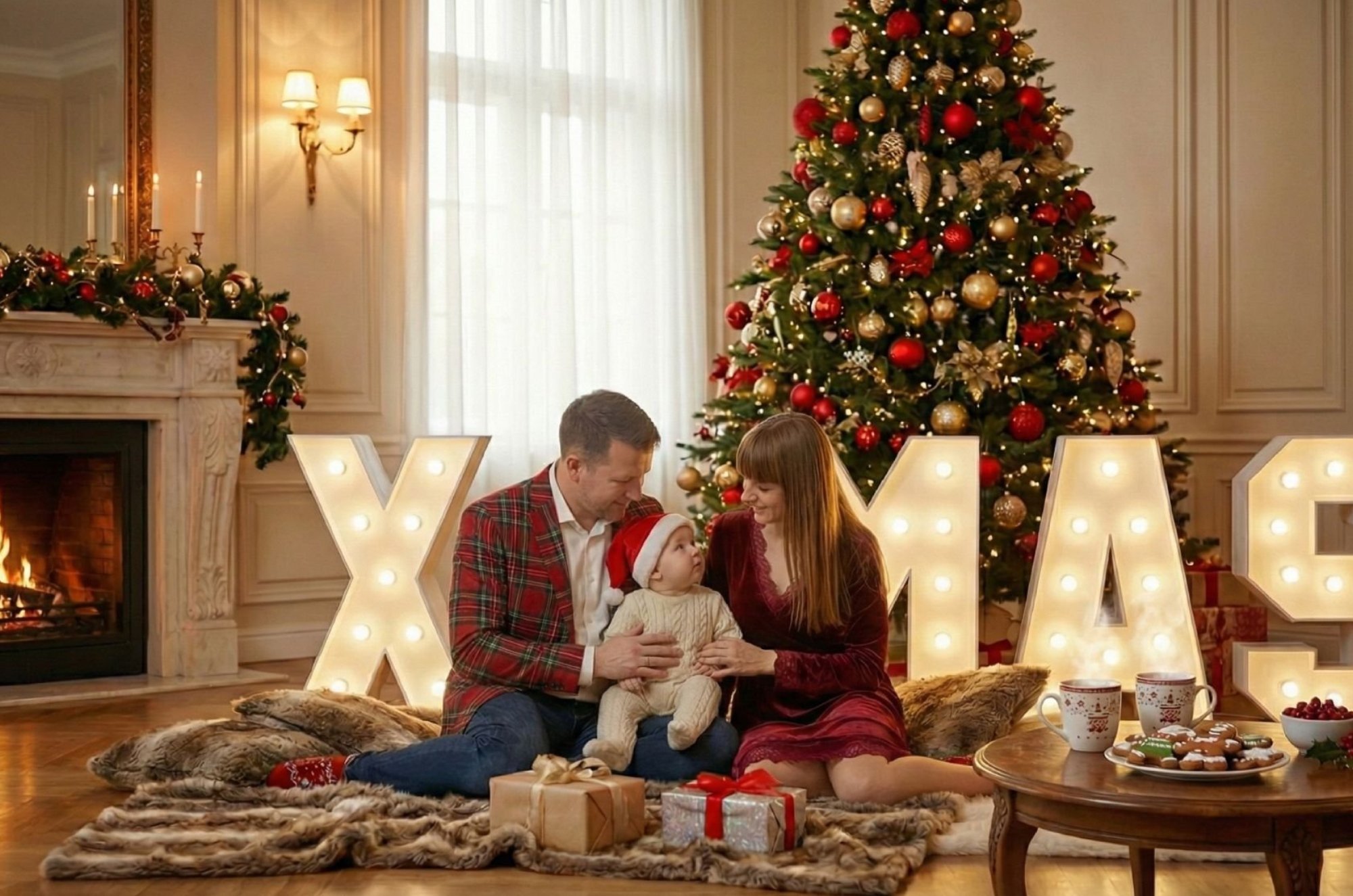 Świąteczna dekoracja LED na wigilię firmową, do galerii, do studia fotograficznego na wynajem, Opole