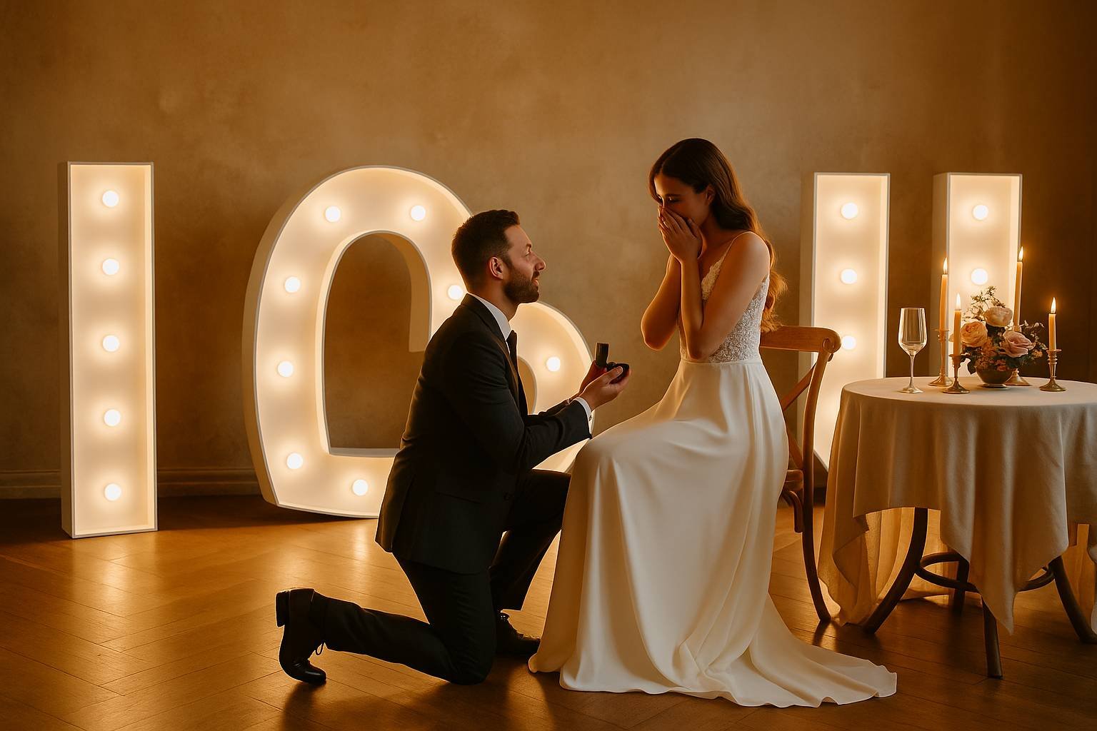 Dekoracja świetlna na wesele – serce LED do zdjęć weselnych i sesji zaręczynowej