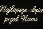 Wiszące dekoracje świetlne jak neony na wesele, ślub, urodziny, zaręczyny na wynajem