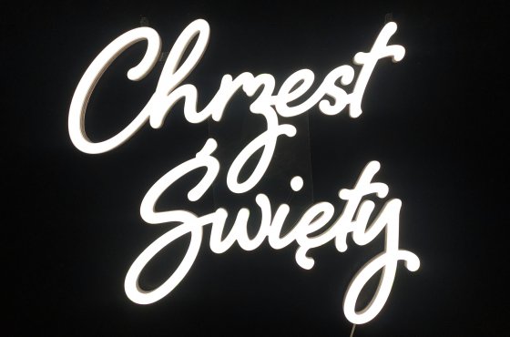 Neon led na Chrzest Święty, dekoracja na wynajem