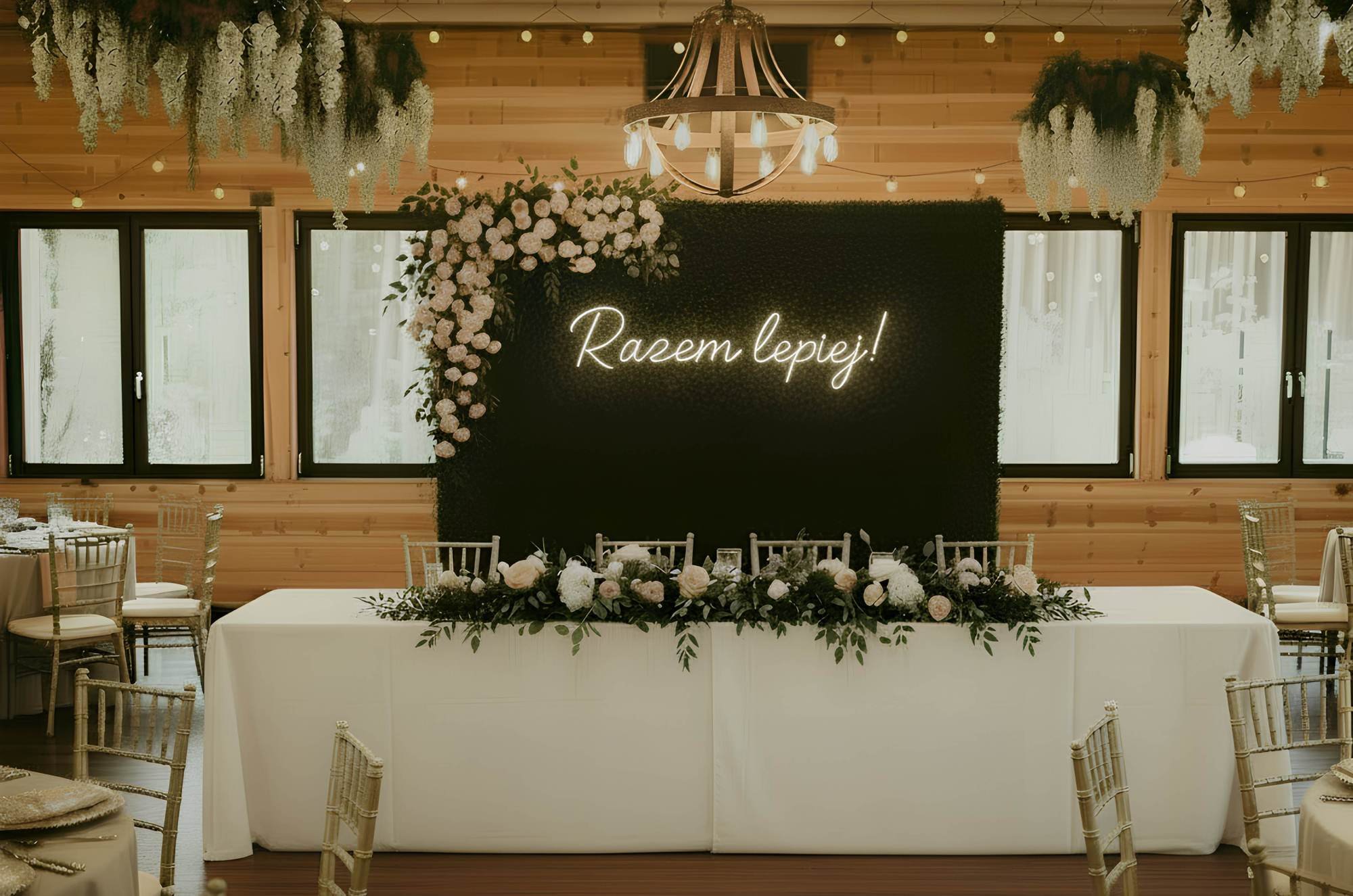 Neon LED Razem lepiej wynajem wypożyczalnia napis&oacute;w świetlnych tło fotograficzne dekoracje ślubne