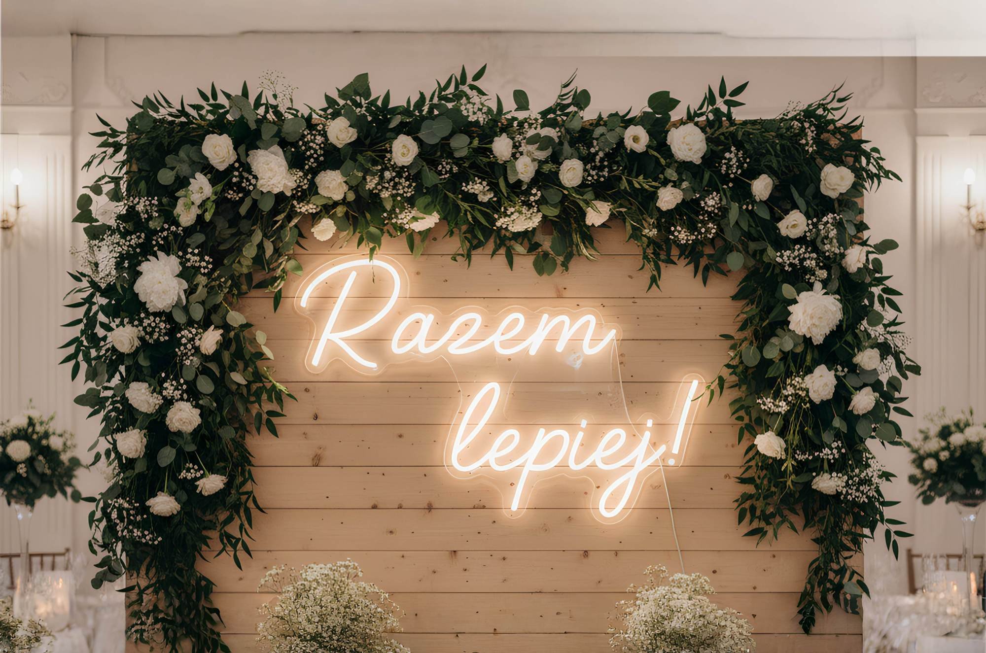 Neon Razem lepiej wynajem dekoracje świetlne neonowe litery i napisy ślubne idealny neon na wesele